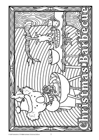 Australian Christmas koala at a bbq colouring page