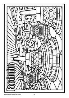 Asia, Borobudur, Indonesia colouring