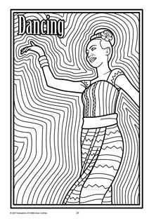 Asia, Thai girl dancing colouring