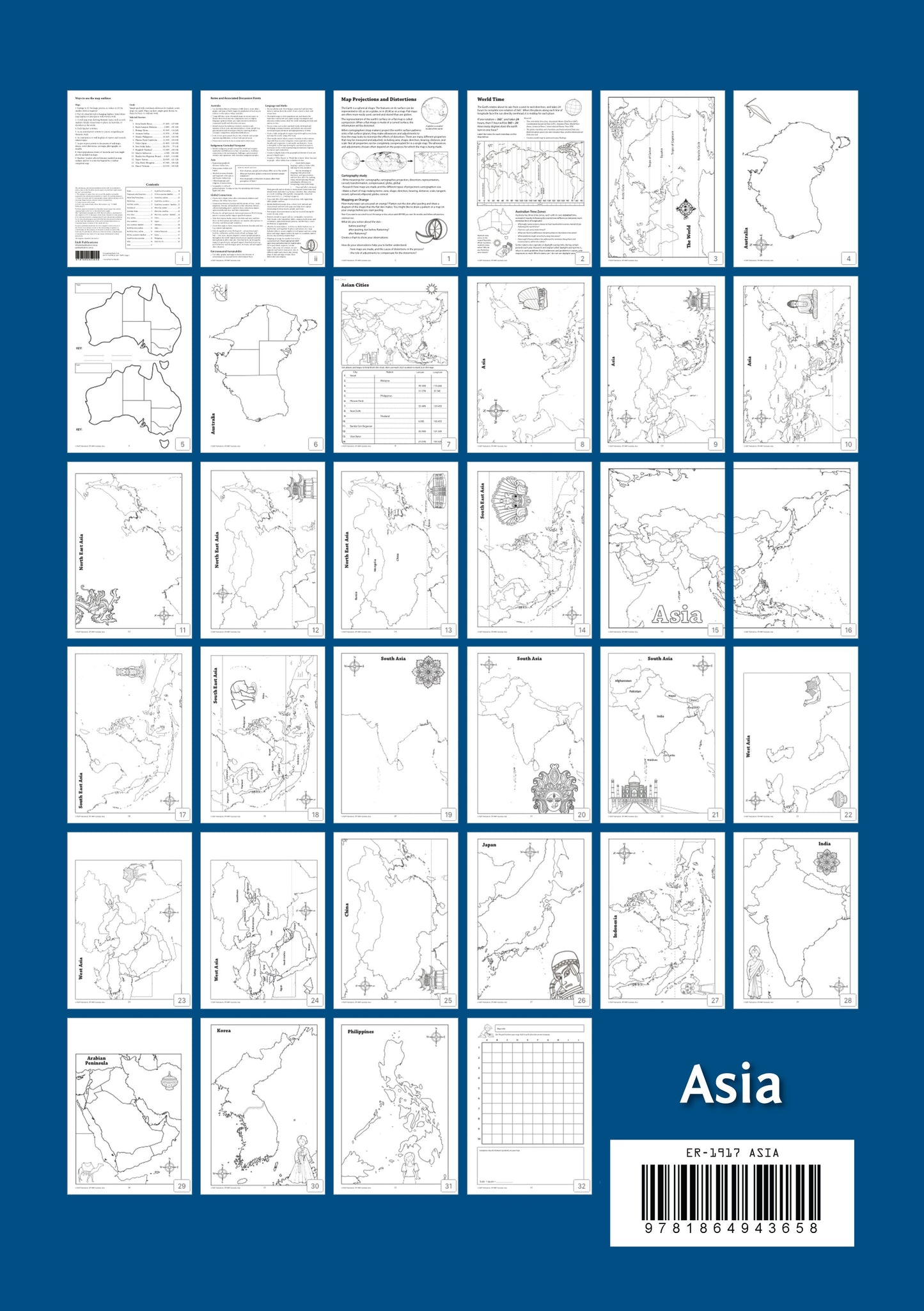 1917 | Asia Map Book Outlines - Year 6