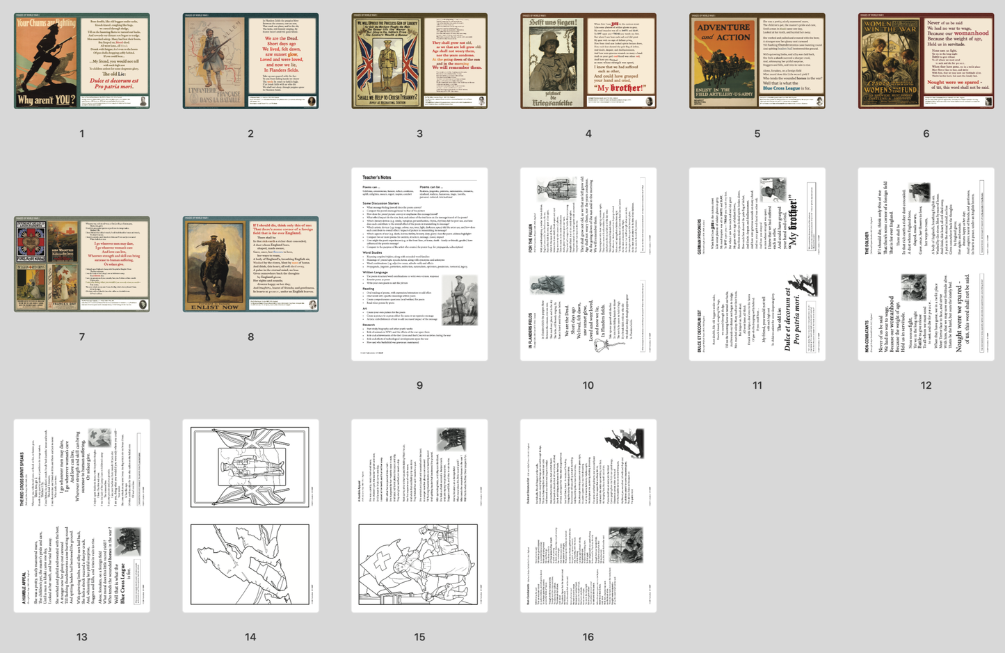 4590 P · World War 1 Poetry Posters and Activities