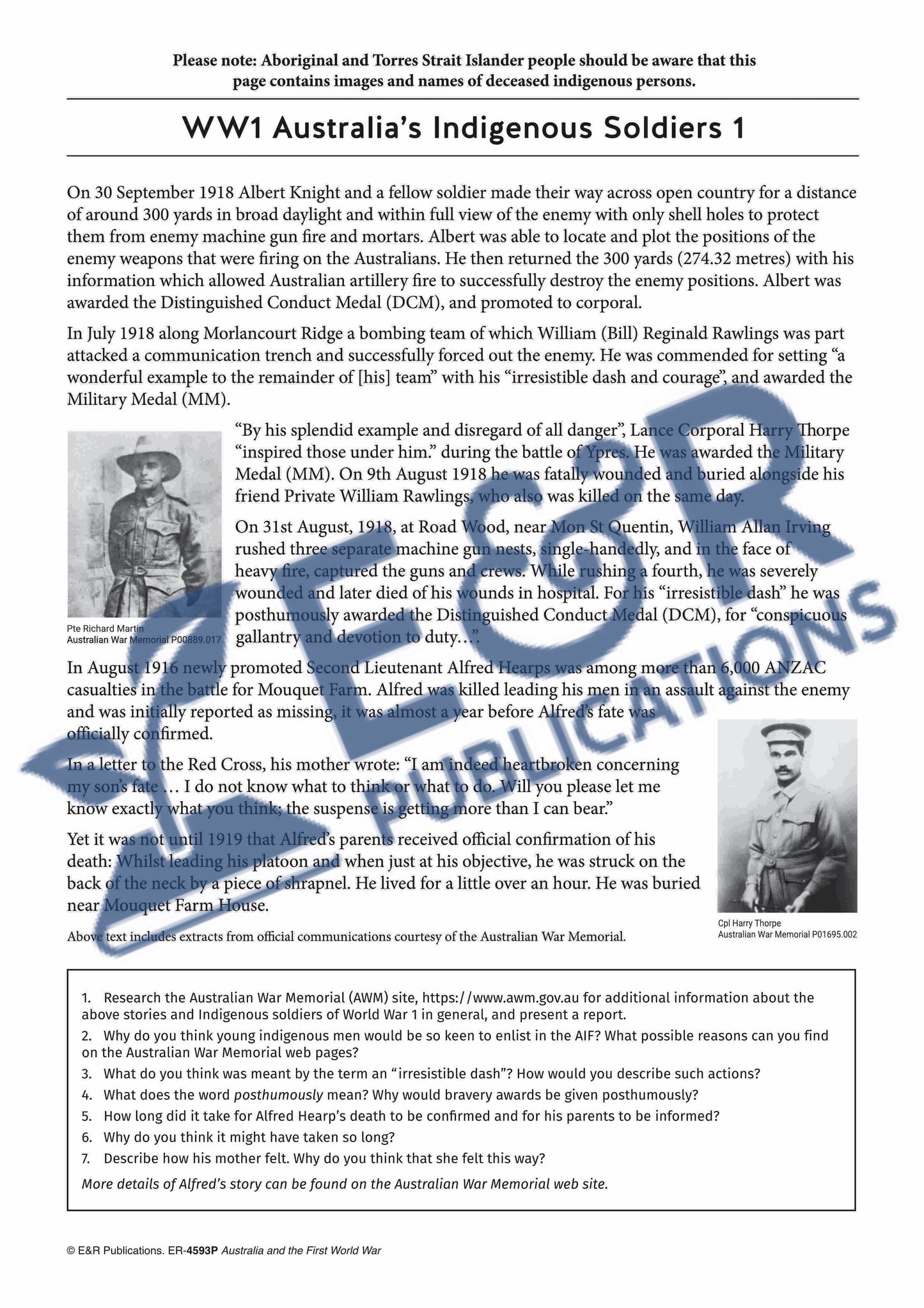 4593 P | Australia's Place in WW1, poster set