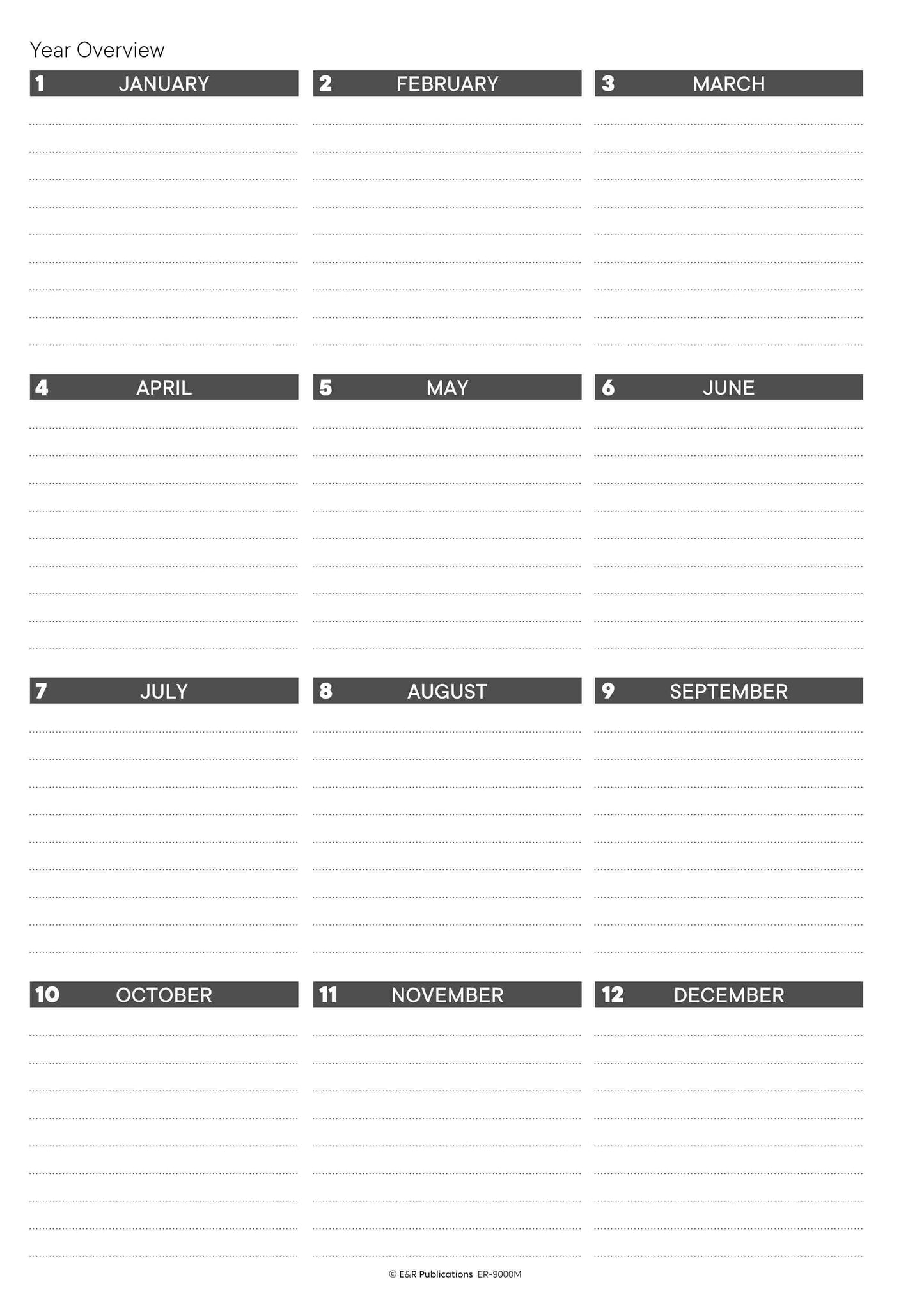9000M | Month By Month Planning Book