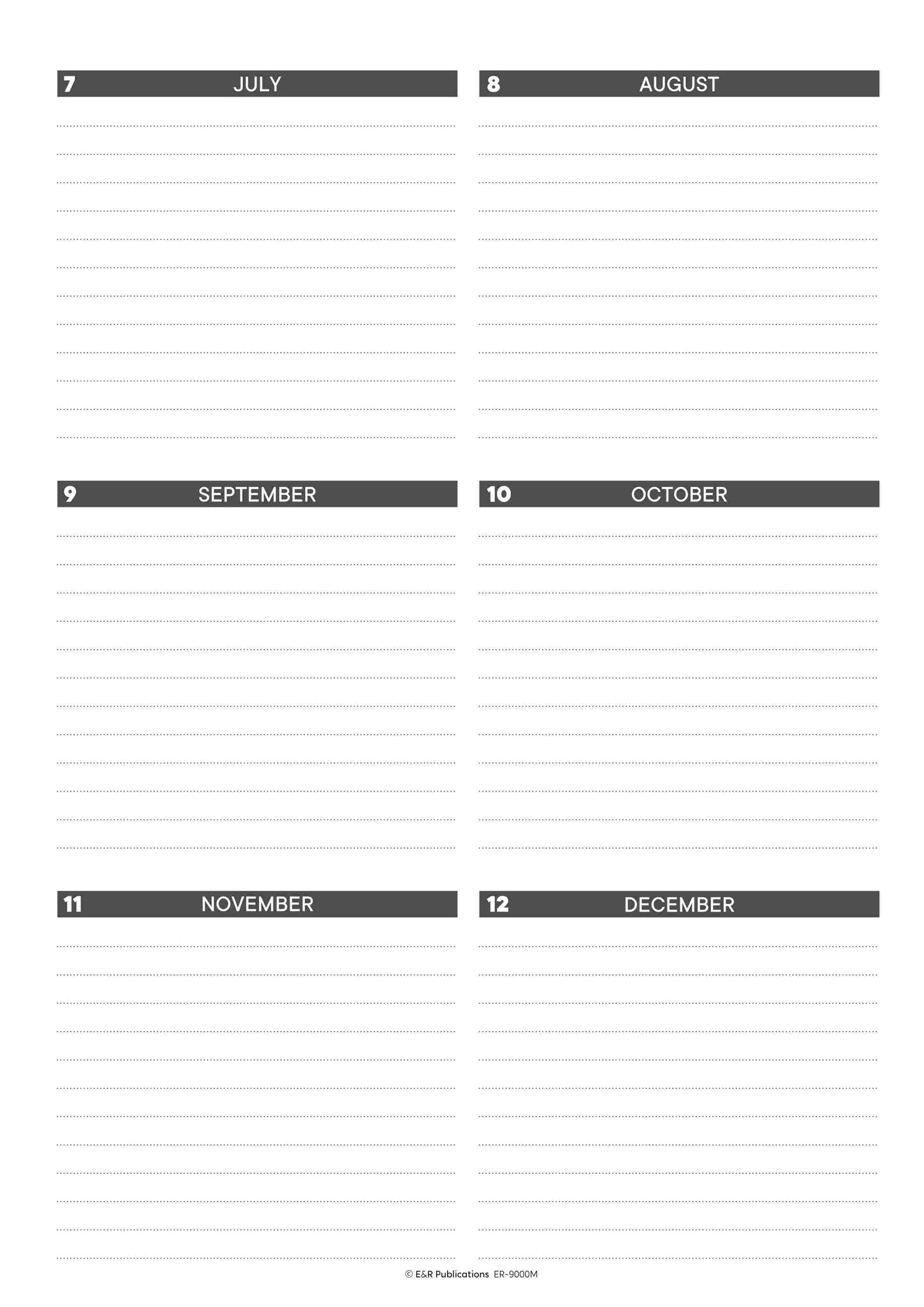 9000M | Month By Month Planning Book