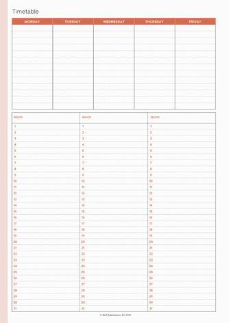 Timetable, 3 months, terracotta