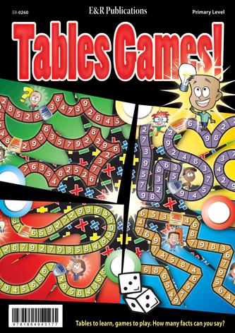 Tables Games cover showing four colourful game boards, and cute cartoon characters