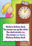 Hickory, Dickory, Dock colourful children's nursery rhyme song poster