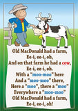 Old MacDonald Had a Farm colourful children's nursery rhyme song poster