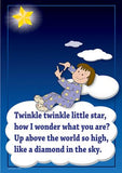 Twinkle, Twinkle, Little Star colourful children's nursery rhyme song poster