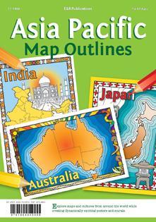 Colourful Asia Pacific map illustrations on leaf green background