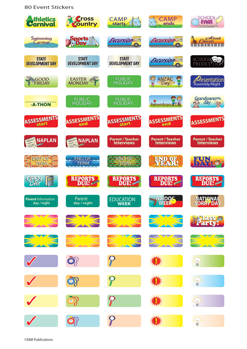 9103ST | 80 Event Stickers (old style) – E&R Publications